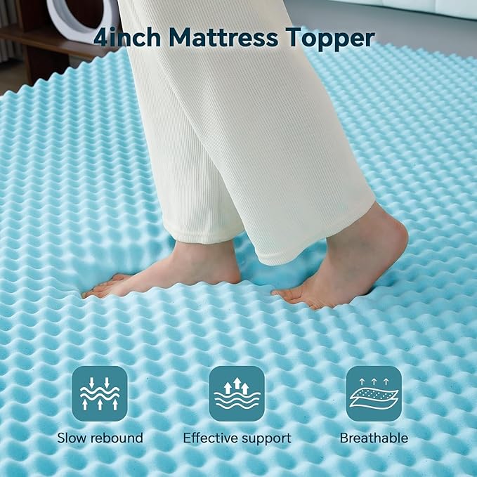 Firm Memory Foam Mattress Topper Twin Size - Dual Layer 3 Inch Cooling Gel Memory Pad and 1 Inch Pillow Top Mattress Cover for Back Pain - 39" x 75" x 4"