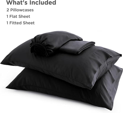 Bedsure Full Size Bed Sheets, Cooling Sheets, Rayon Derived from Bamboo, Breathable & Soft, Deep Pocket Up to 16 Inches, Hotel Luxury Silky Bedding for Hot Sleepers, Black