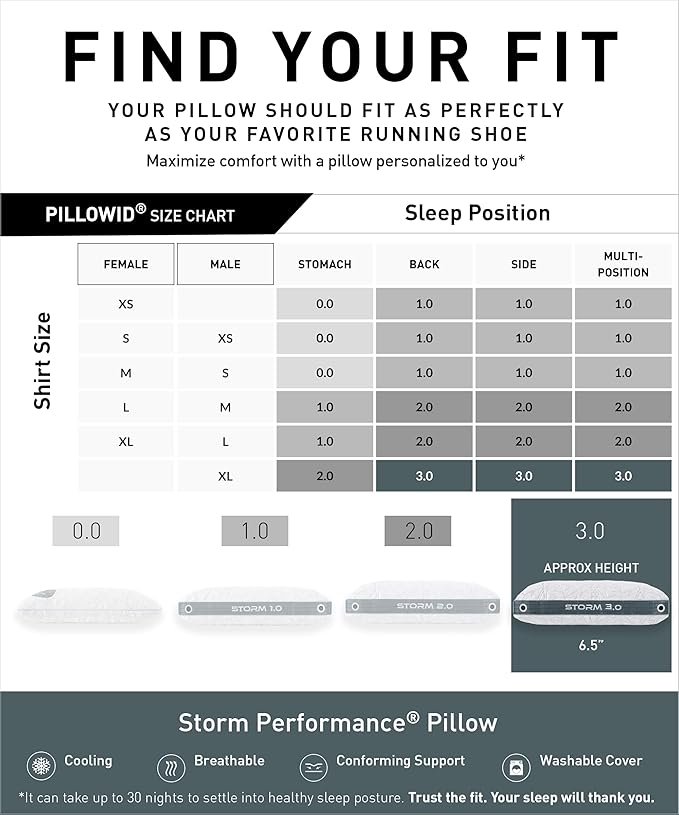 Bedgear Storm Performance Pillow 3.0 – Cooling Bed Pillow for Hot Sleepers, Medium Firm Support for All Sleep Positions – Dual-Sided Comfort, Breathable Air-X Mesh, Washable Ver-Tex Cover, 20” x 26”