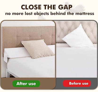 Vekkia Queen Size Bed Wedge Pillow for Headboard, Mattress Gap Filler, Bed Gap Filler to Close The Gap, Triangle Bloster Pillow (0-4.5") Between Your Headboard and Mattress, White