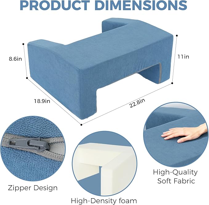 Reading Pillow for Gaming Lap Desk Pillow for Laptop Memory Foam Bed Desk for Reading Working Crocheting Gaming Arm Rest on Bed/Sofa/Floor/Couch/Car (Blue)