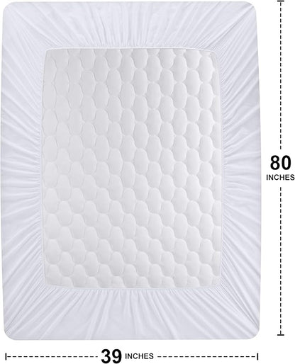 Utopia Bedding Waterproof Mattress Protector, Twin XL Mattress Pad, Noiseless Quilted Fitted Cover with Deep Pocket Stretches up to 16 Inches (White)