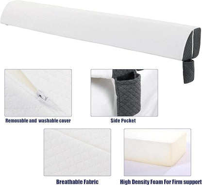HOMBYS Pillow Wedge for Headboard Gap,Mattress Wedge Gap Filler Full Size,Bed Crack Pillow,Foam Bed Gap Filler,Multifuctional Headboard Space Filler with Side Pocket,Fill The Gap (0-7")