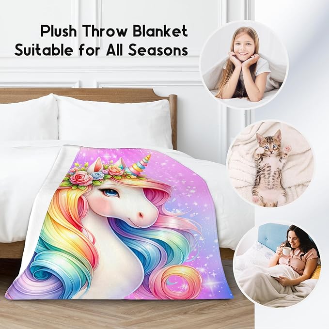 Kids Blanket for Girls - Unicorn Gifts for Toddler Daughter - Cute Throws for Sofa Bedding (40"x50")