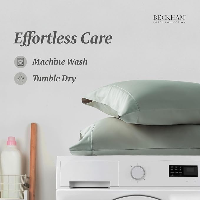 Beckham Hotel Collection Bed Pillows with Cotton Pillowcases King Size Sets of 2, Soft Down Alternative Pillows for Sleeping, Open End Cases for Easy Changing, Aqua Gray