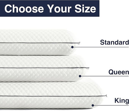 Casual Living Memory Foam Pillow Queen Size Bed 1-Pack with Hypoallergenic Removable Washable Cover for Back Stomach and Side Sleepers for Dorm Essentials, 16-inch x 29-inch, White