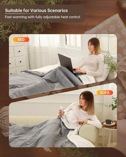 Electric Heated Blanket Twin Size, Washable Blanket Warmer for Home for Adults, Fast Heating, Super Cozy Soft Fabric, 62" x 84", 9 Heat Levels, 1-9H Auto-Off, ETL Certified, Dark Gray