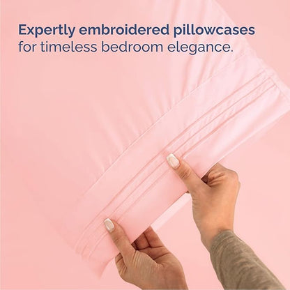 Cal King Size 4 Piece Sheet Set - Comfy Breathable & Cooling Bed Sheets Set - Hotel Luxury Bedding for Women, Men, Kids, Teens, Boys & Girls - Deep Pockets, Soft, Wrinkle Free - Oeko-Tex - Baby Pink