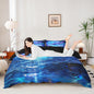 3D Whale Blue Galaxy Duvet Cover Set Queen Size, Starry Stars Universe Nebula Comforter Cover for Children Xmas Gift, Ocean Theme Sea Creatures Bedding Sets with 2 Pillowcases, Dark Night