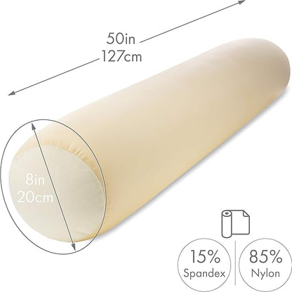 Case Only - Body Pillow Cover Stylish Silky Super Soft - 85% Spandex/ 15% Nylon Blend, Beauty - Breathable Pillowcase - Gentle on Hair Size 48 X 8, Off White Creme