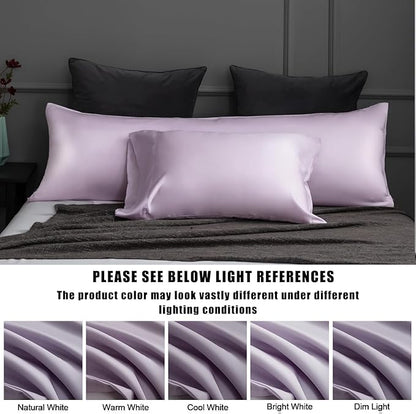 TELUS Body Cooling Pillow Cases Cover, Bamboo Rayon Pillowcases with Zipper Closure, Cool and Breathable Pillow Cover for Hot Sleepers and Night Sweats, 20x54 inches, Purple