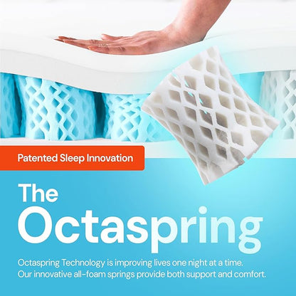 Dormeo Premium Split King Cooling Mattress Topper - 3-Zone OctaspringⓇ Technology for Optimal Back Support, Anti-Slip Bottom