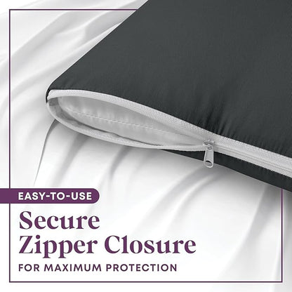CirclesHome Wedge Pillow Cover 100% Cotton, Zippered Wedge Pillow Case Protector, Soft, Hypoallergenic & Breathable -Dark Grey, (25Wx26Lx10)