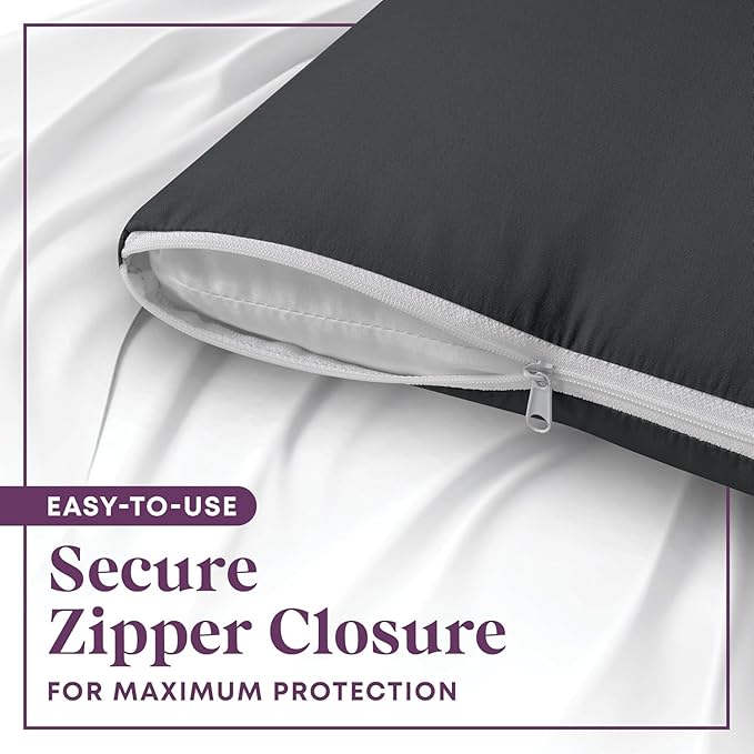 CirclesHome Wedge Pillow Cover 100% Cotton, Zippered Wedge Pillow Case Protector, Soft, Hypoallergenic & Breathable -Dark Grey, (25Wx26Lx7.5)