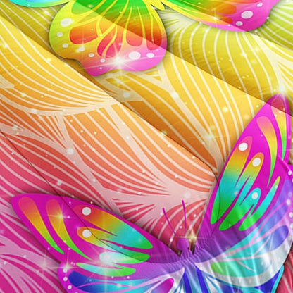 Rainbow Butterfly Queen Size Comforter Set for Girls, Colorful Quilt Set Room Decor, 1 Comforter and 2 Pillowcases