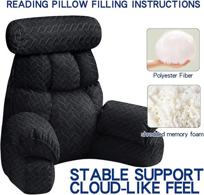 FXXUDVNIIN Back Pillow for Bed Sitting up – with 9.4" Armrests Bed Pillow for Sitting up,Inch Arms for Support, Ideal for Reading, Watching TV, Gaming, and Relaxing