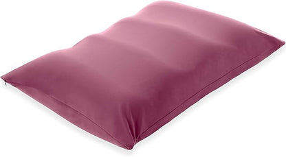 PILLOWY Premium Microbead Bed Pillow, X-Large Extra Fluffy But Supportive - Ultra Comfortable Sleep with Silk Like Anti Aging Cover 85% Spandex/ 15% Nylon Breathable, Cooling Burgundy Merlot