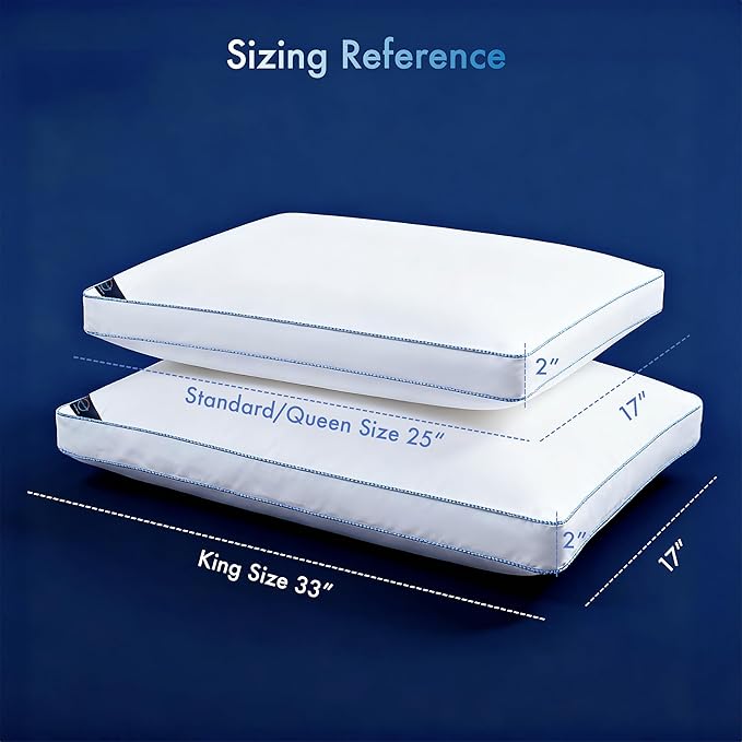 37.5® Temperature Regulating Hotel Bed Pillows King Size Set of 1, 300 Thread Count Down Alternative Pillow with 2” Gusset, Machine Washable for Side or Back Sleeper Pillows, 17"x 33"