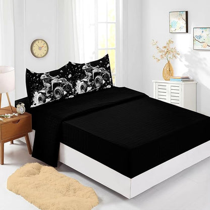 Motocross Racing Car Racer Comforter 7Pcs Racing Speed Sports Truck Bedding Set for Kid Teen Boy Girl Adult Extreme Sports Quilt Bed Set Queen with 2 Sheets,2 Pillowcases,2 Throw Pillow Covers