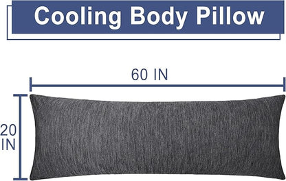 DWCN Cooling Body Pillow for Adults, 20x60 Inch Grey - Shredded Memory Foam Body Pillow with Removable & Adjustable Filling, Full Body Support for Side Sleepers, Pregnancy & Pain Relief