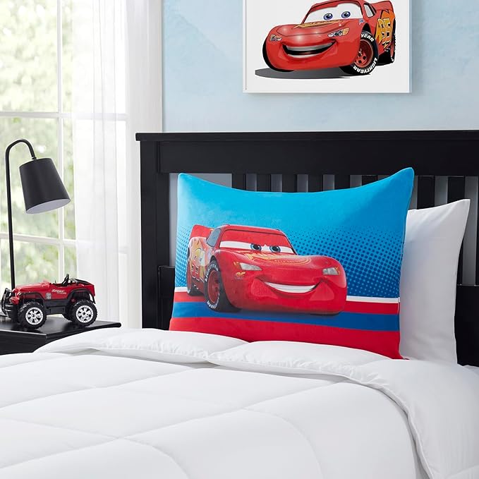 Northwest Disney Pixar Cars Bed Pillow - Cloud-Like Filled Bed Pillow for Sleeping with Removable Cover - 20" x 30" Full Size Pillow for Kids with Popular Characters