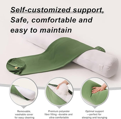 Cuddle Pillow – Body Pillow for Adults, Long Bolster Pillow for Bed, Soft & Supportive for Restful Sleep,47 x 7.87 Inches,Olive Green