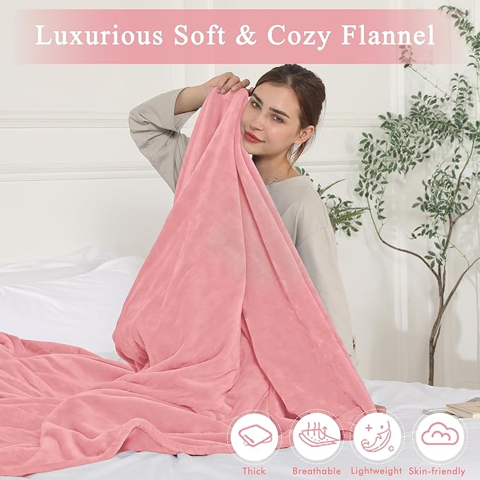 Heated Blanket Full Size, Super Soft Cozy Upgraded Flannel Heating Blanket with 6 Heating Levels & 1-10 Hours Auto Off, Fast Heating & & ETL & FCC Certification, 72" x 84", Light Pink