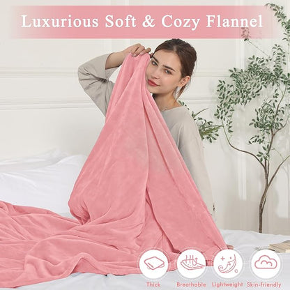 Heated Blanket Full Size, Super Soft Cozy Upgraded Flannel Heating Blanket with 6 Heating Levels & 1-10 Hours Auto Off, Fast Heating & & ETL & FCC Certification, 72" x 84", Light Pink