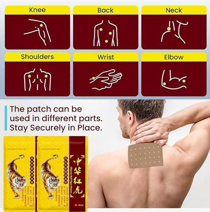Tiger Patches - Chinese Red Tiger Back Patch Ultra Strength Heat Patches for Muscle Joint of Knee Shoulder Neck (8 Packs - 64 Counts)