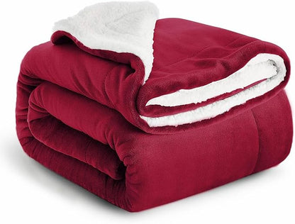 IR Imperial Rooms Sherpa Fleece Throw Blanket for Couch - Soft and Fuzzy Blanket for Winter - Reversible Thick and Warm Fluffy Throw Blankets for Bed, Sofa, Camping and Travel, Burgundy, 50x60 Inches