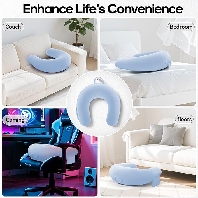 Crochet & Reading Pillow for Lap Support, Gaming Lap Desk Pillow, Sitting on the Bed/Sofa/Floor for Knitting, Large & Ergonomic Arm Rest Support, Pet Bed for Ipad/Laptop/Kindle - Starlight Blue