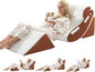 Orthopedic Bed Wedge Pillow Set 4PCS – Memory Foam Pillows for Sleeping, Post Surgery, Back Pain, Sitting Up in Bed, Acid Reflux, Snoring, Leg & Arm Support, White Brown