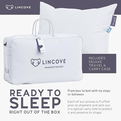 Lincove Cloud Natural Canadian Down Pillow, White Luxury Sleeping Pillow - 625 Fill Power, 500 Thread Count Cotton Shell, Made in Canada, Queen - Firm, 1 Pack