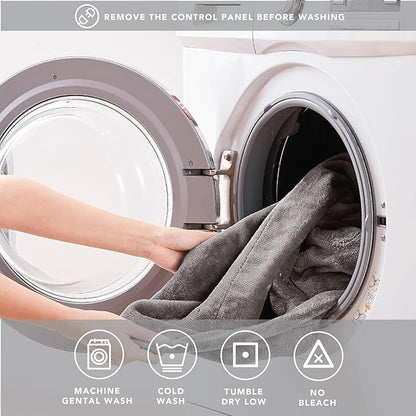 Sherpa Heated Blanket Twin Size, Soft Electric Blankets Washable | Controller with 1-10 Hour Auto Shut Off | 6 Heat Settings | Washable, 62" X 84" Grey