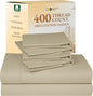 California Design Den 6 Piece Queen Sheet Set with 4 Pillowcases - Soft 400 Thread Count Sateen, 100% Cotton Sheets Queen Size Bed Set with Deep Pockets, Durable Bedding - Beige (Golden Tone)