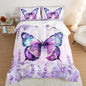 Beautiful Butterfly Comforter Set King Size,Blossoming Lavender Flowers Bedding Set for Kids Girls Toddlers Room Decor,Nature Insect Themed Comforter Sets with 2 Pillowcases.