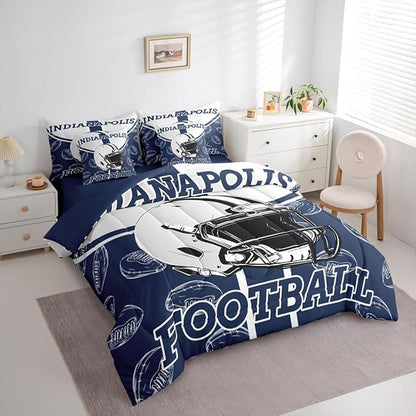 Feelyou Football Twin Comforter Set with Sheets for Kids Boys Girls Ball Games 7 Pieces Bedding Set Rugby Bed in a Bag City of Footballs Room Decor Rugby Sports Soft Lightweight