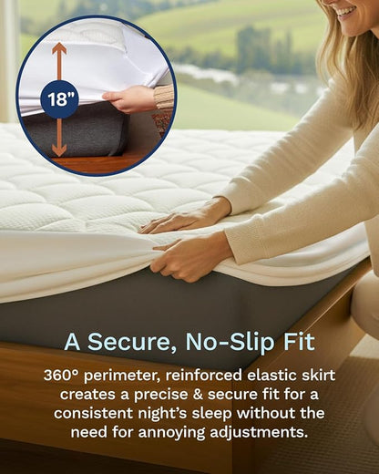 ViscoSoft Full Pillow Top Mattress Topper Pad - Soft Overstuffed Fiberfill Premium Support - Quilted Temperature Smart Viscose from Bamboo - Deep 18" Pocket for Secured Fit