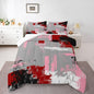Feelyou Abstract Bedding Set Kids Modern Abstract Art Comforter Set Red Grey Pink Black Comforter for Boys Room Decor Lightweight Retro Duvet Set King Size with 2 Pillow Case