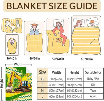 Boys Blanket Gifts Excavator Blankets for Kids Toddlers Boys - 30" x 40" Cute Construction Car Themed Soft Lightweight Flannel Throws for Couch, Sofa, Bed, Office, Travel