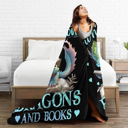 Dragon Blanket for Boys Girls, Cute Dragon Themed Design Printed Throw Blankets for Kids Lap, Chair Sofa, Warm Soft Cozy Blanket, 40"x 50"