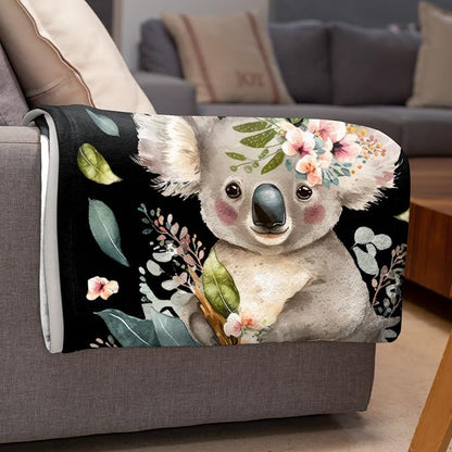 Koalas Custom Name Blanket for Girls Just A Girl Who Loves Koala Gifts for Women Soft Comfortable for Bedding Sofa Office Cinema Traveling 50x60inches
