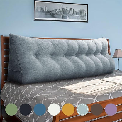 WOWMAX Headboard Wedge Pillow King Triangular Headboard Pillow Bed Wedge Pillow for Headboard Wedge Pillow Headboard for Daybed Bunk Bed Large Bolster Pillow for Bed with Removable Cover, Gray