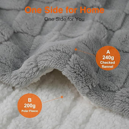 Electric Blanket, Heated Blanket with 6 Heat Levels & 10 Hours Auto Off, Soft Checked Flannel Fast Heating Blanket with ETL & FCC Certification (Gray, 62"X84")