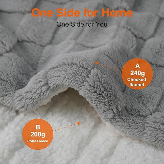 Electric Blanket, Heated Blanket with 6 Heat Levels & 10 Hours Auto Off, Soft Checked Flannel Fast Heating Blanket with ETL & FCC Certification (Gray, 72"X84")