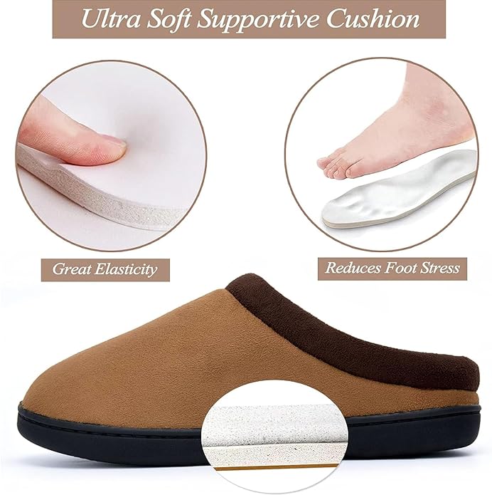 Memory Foam Mens Slippers Slip-On Comfy House Slippers for Men Indoor Outdoor Non-Slip Warm Winter Men’s Bedroom Slippers Size