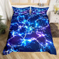 3D Lightning Strike Duvet Cover Twin,Neon Blue Game Flash Bedding Set 2pcs for Kids Boys Teens Gamer Room Decor,Fashion Shiny Comforter Cover Modern Gaming Cool Quilt Cover with 1 Pillowcase