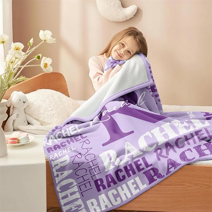 Personalized Blankets for Teen Girls Boys - Printed in USA, Custom Blanket with Kids Names, Ultra-Soft Flannel Monogrammed Baby Throws Blankets, Customized Christmas Brithday Gifts for Adults