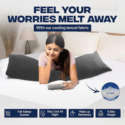 KALTEK 6.5LB Weighted Support Pillow (40"x10") – Compact Cooling Pillow for Relaxation & Side Sleepers | Small Weighted Pillow with Washable Tencel Cover