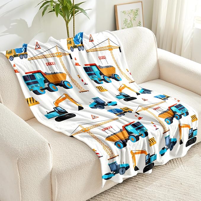 Construction Truck Blankets for Boys and Girls Cute Truck Blanket for Sofa Couch Bed Truck Blanket for Children Kids Boys Teens for Birthday Choice.